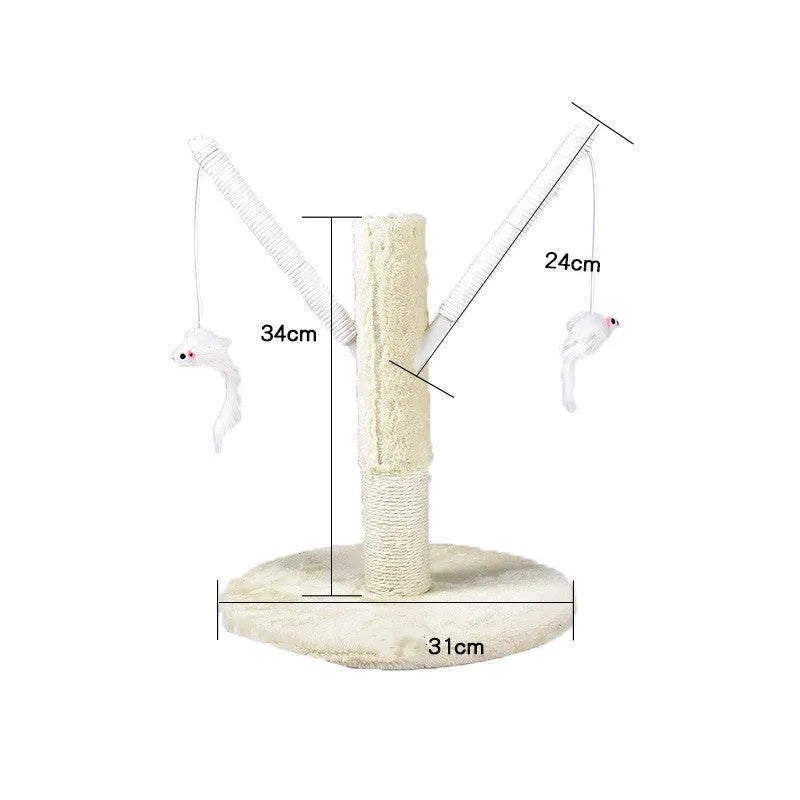 Solid wood cat climbing frame with integrated litter tree in grey colour option