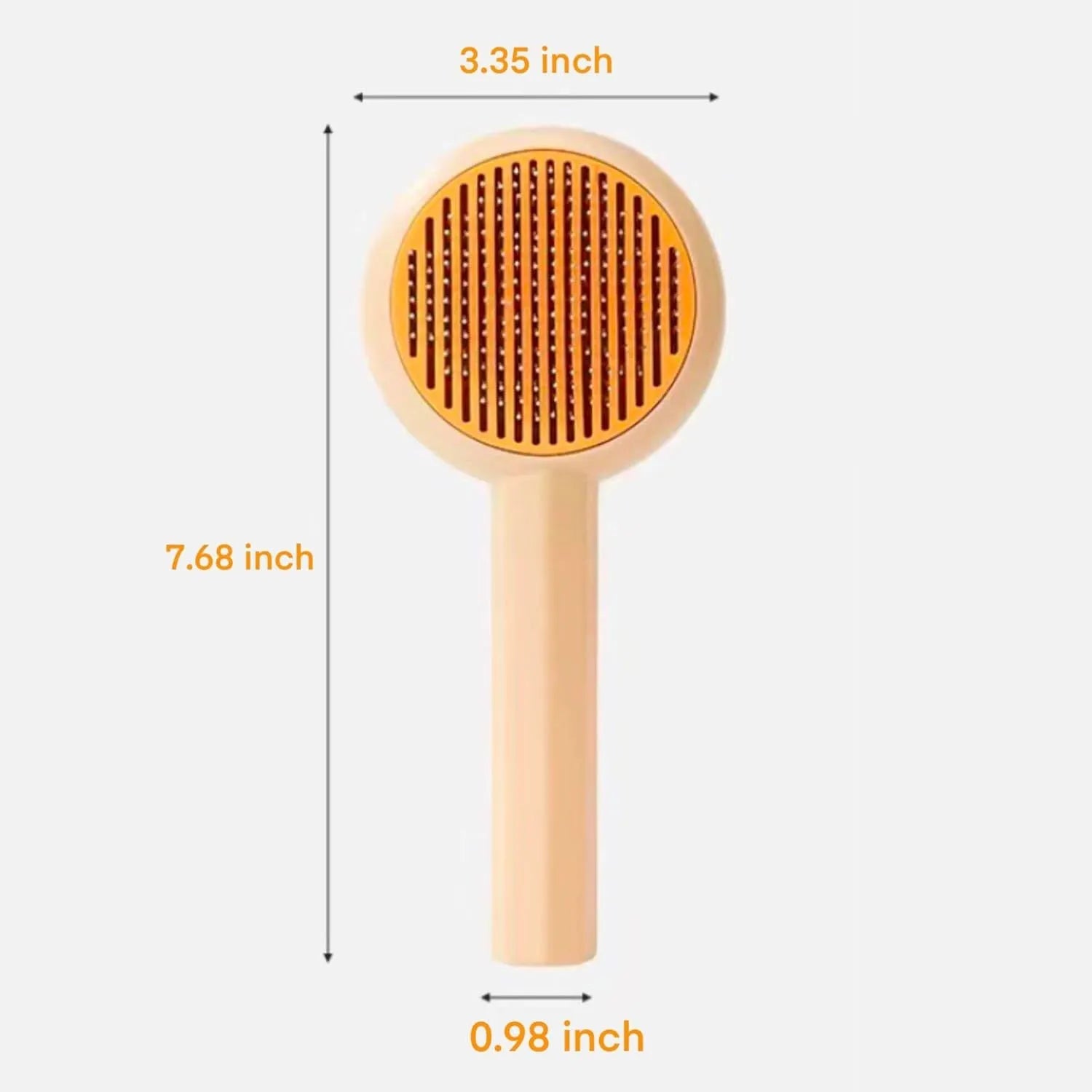 Blue self-cleaning pet grooming brush with angled metal pins