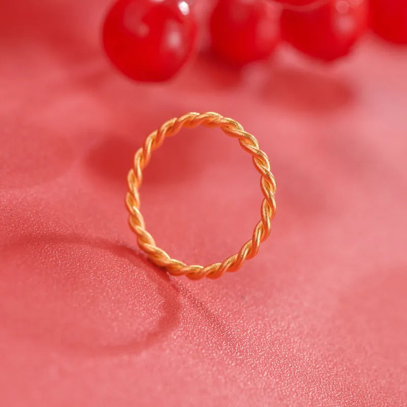 Simple brass gold plated women's bracelet ring showing matte, glossy and twist design options