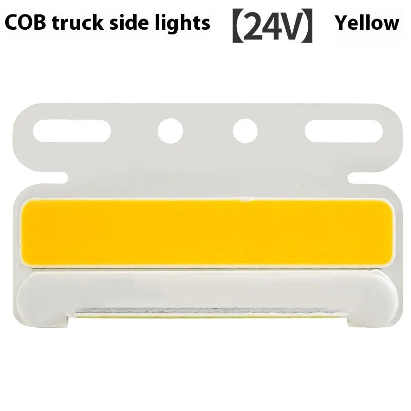 Waterproof aluminium alloy COB LED truck side light in red, mounted near vehicle tyre.