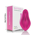 Rose red silicone butterfly vibrator with wearable design and smartphone app remote control