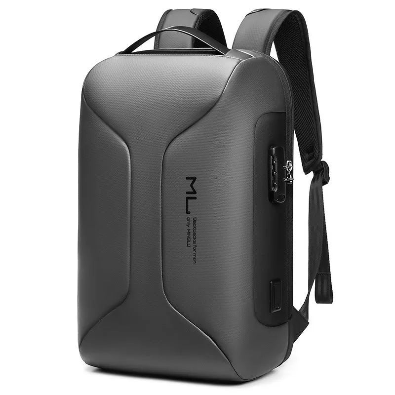 Men's business large capacity travel backpack in Oxford cloth, solid colour, light gray with air pillow belt