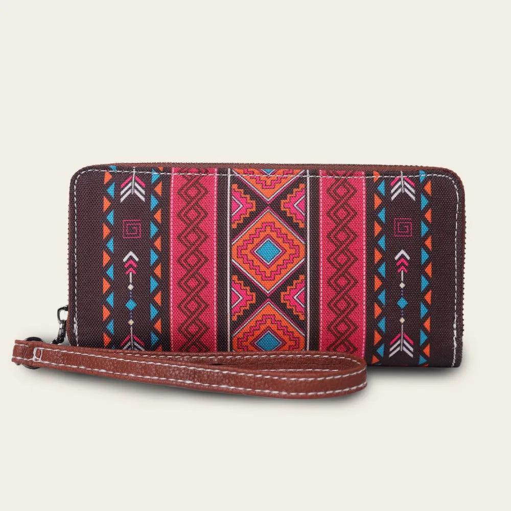 Bohemian stripe canvas RFID wallet with anti-theft protection in multiple colour options