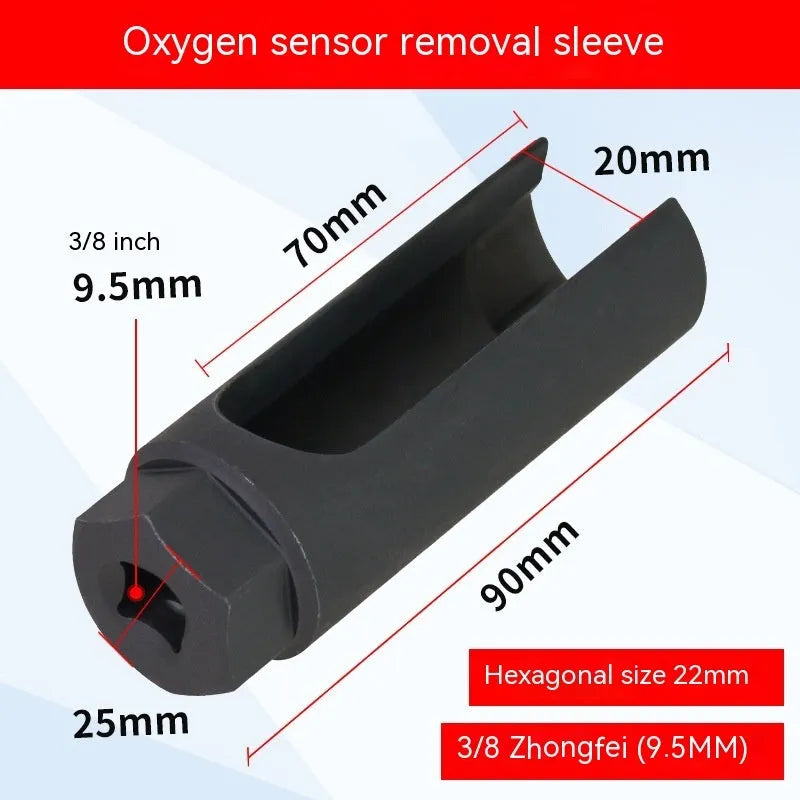 Black chromium vanadium steel oxygen sensor sleeve for 22mm diameter sensors