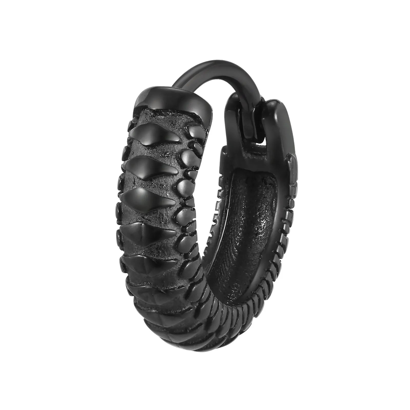 Stainless steel snake pattern earrings in black or gold colour for hip hop accessories