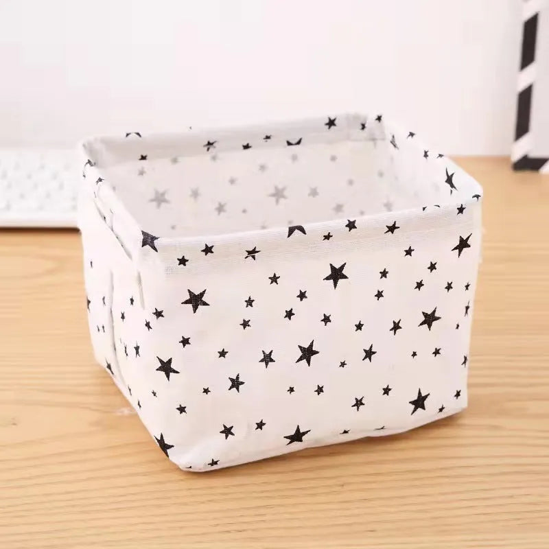 Oxford cloth foldable desktop storage basket 20x14x16cm in multiple colour patterns