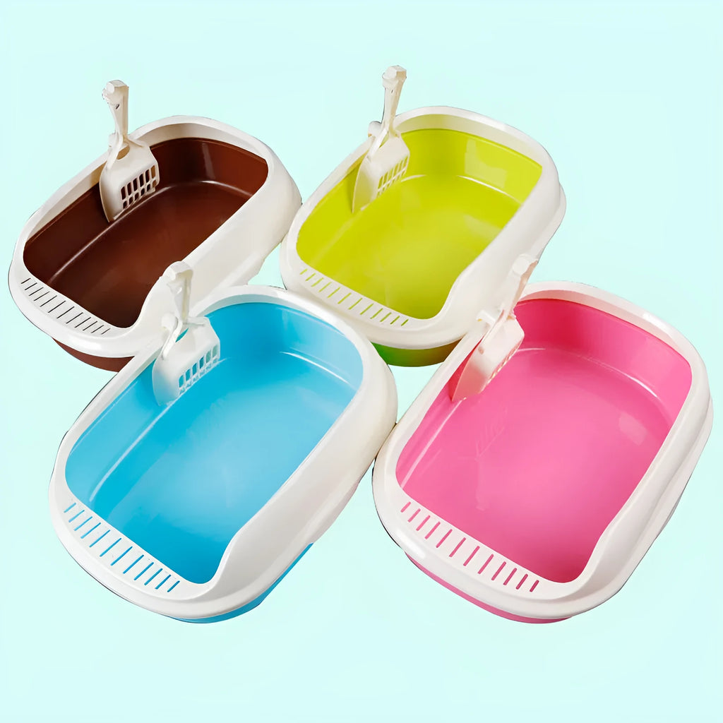 Small high-side PP cat litter box with shovel in pink, dimensions 40x29x13.5cm