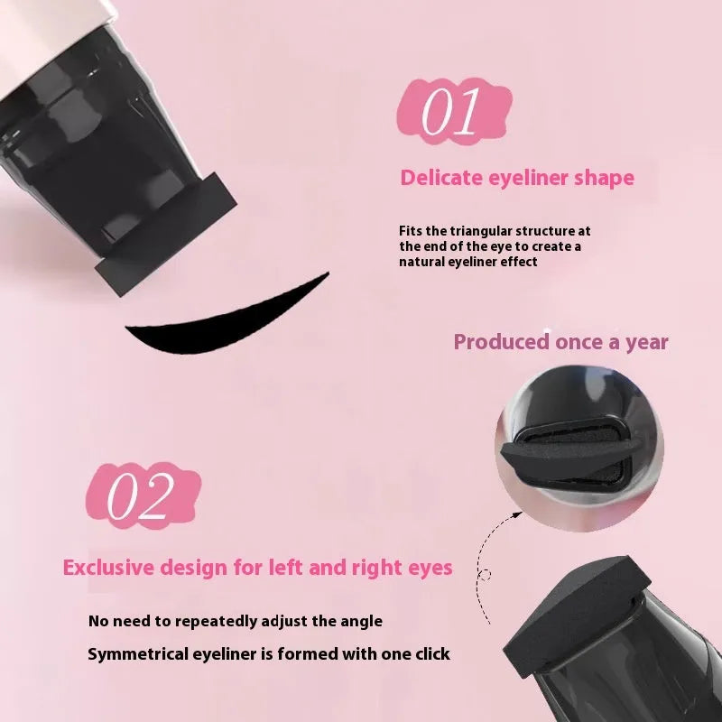 Double-headed waterproof not smudge eyeliner stamp pen with precise outline and natural finish in black