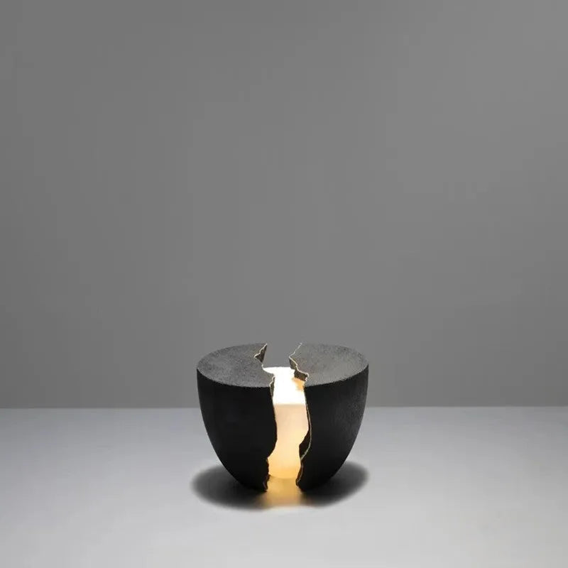 Designer minimalist LED table lamp with resin natural sand finish and 4000K light, 130x70mm