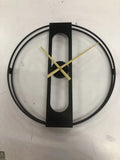 Large round metal wall clock with 50cm diameter in black or gold finish.