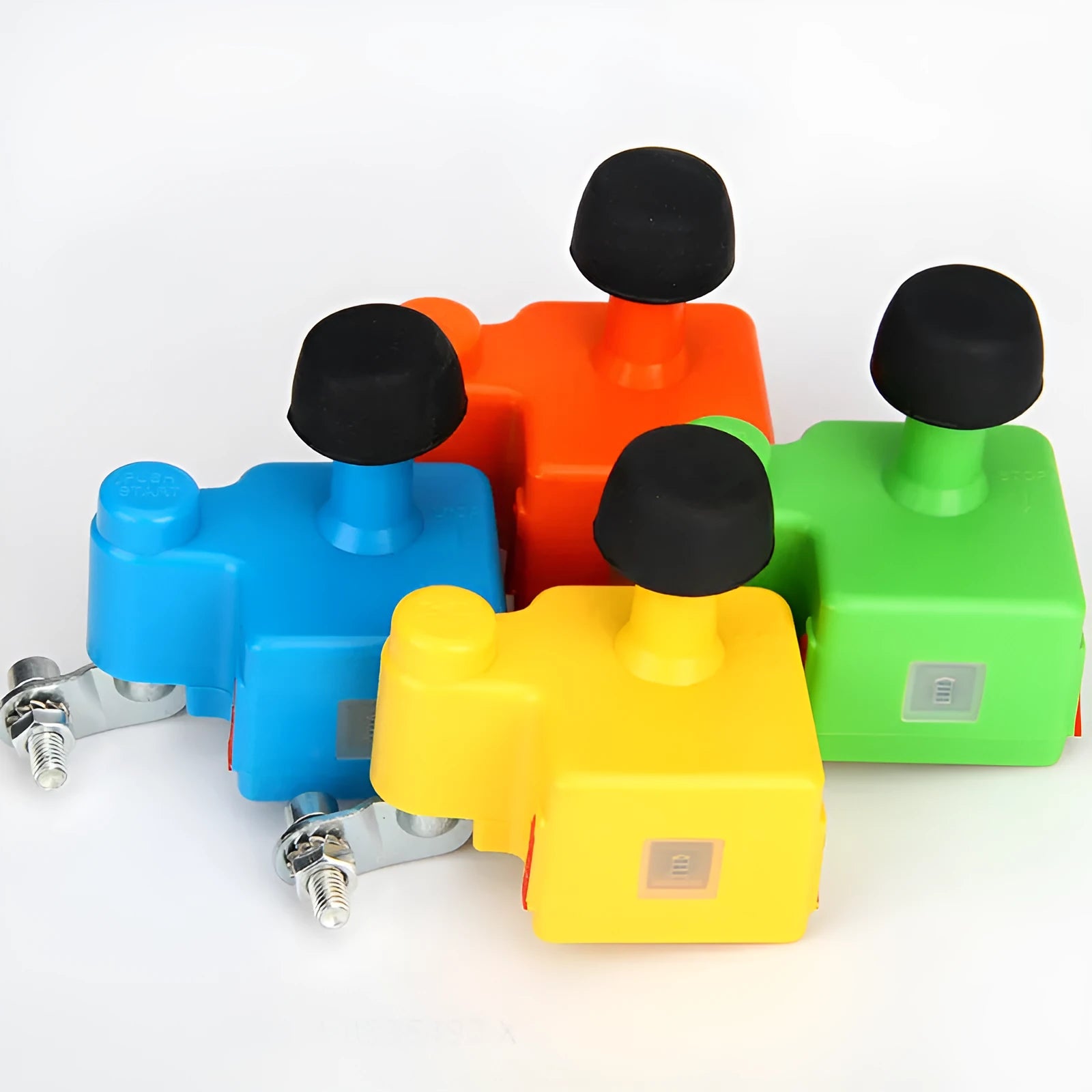 Electric bicycle generator night riding accessory in yellow, blue, green, and orange colours