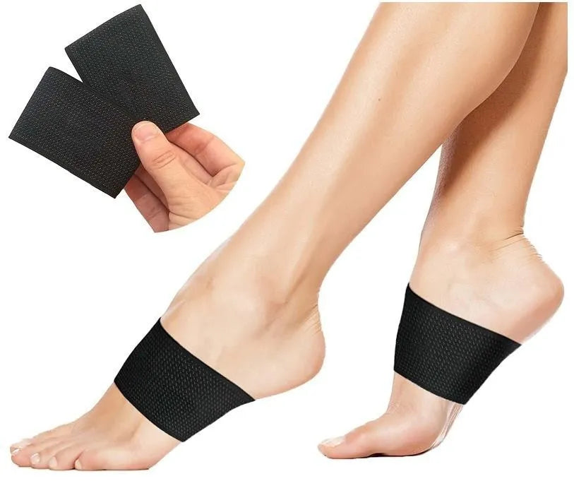 Flat foot support pad with elastic bandage in heart style and ordinary style designs.