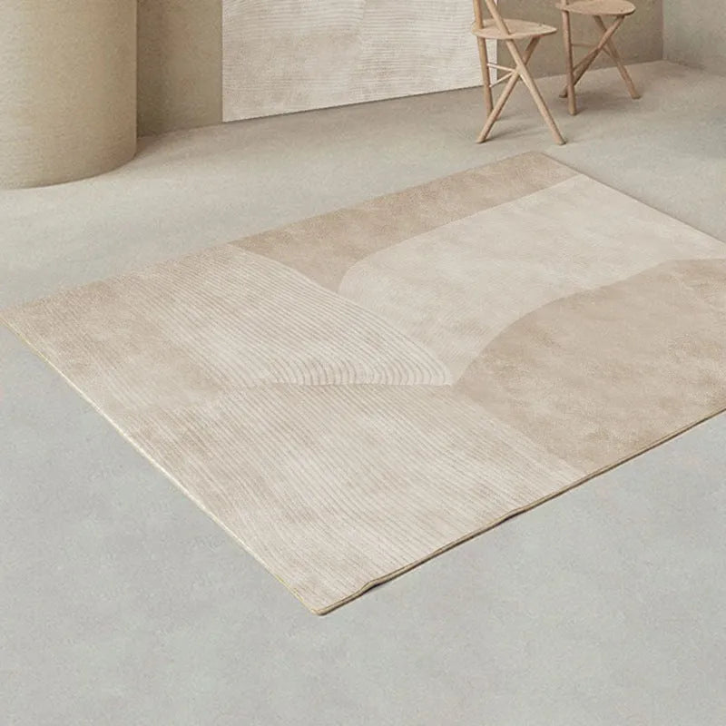 Japanese cashmere striped polyester fibre carpet in light luxury style, available in multiple sizes up to 300x200cm, machine washable