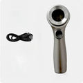 Black or silver rechargeable magnifying glass with optical glass lens and USB-C cable for appraisal work.