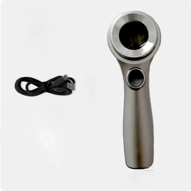Black or silver rechargeable magnifying glass with optical glass lens and USB-C cable for appraisal work.