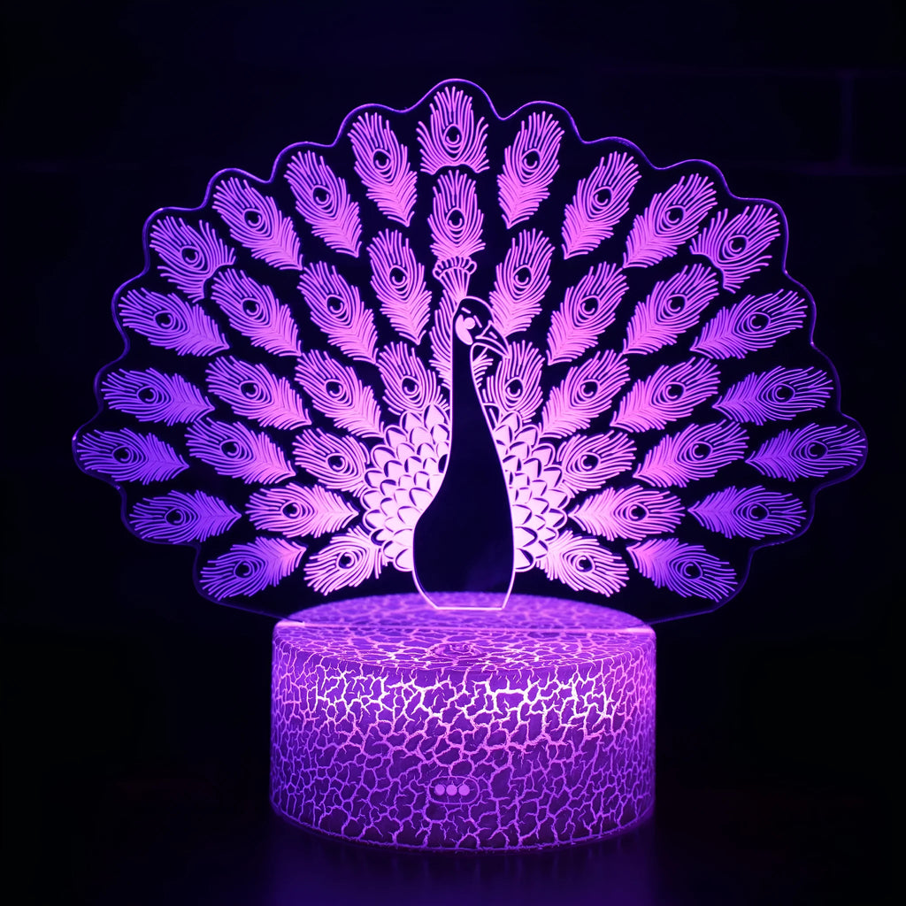 Small acrylic 3D USB table lamp with colourful touch control and crack base design on desk