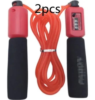 Fitness skipping rope with foam handles showing multiple colour options including blue, red, green and black