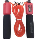 Fitness skipping rope with foam handles showing multiple colour options including blue, red, green and black