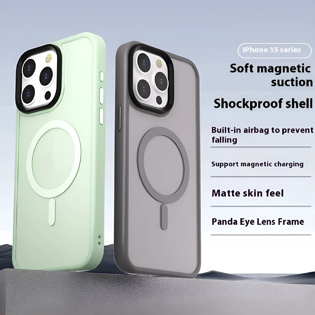 Magnetic TPU protective phone case for iPhone, black, with anti-fall and anti-fingerprint features