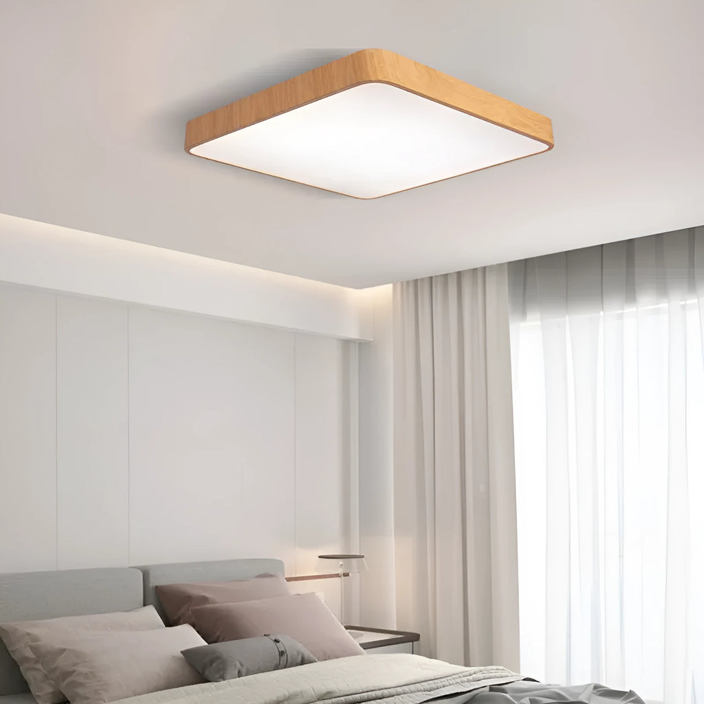 Nordic LED Wood Grain Colour Simple Modern Iron Art Bedroom Light with Electrodeless Dimming and Tmall Genie Smart Control for Study