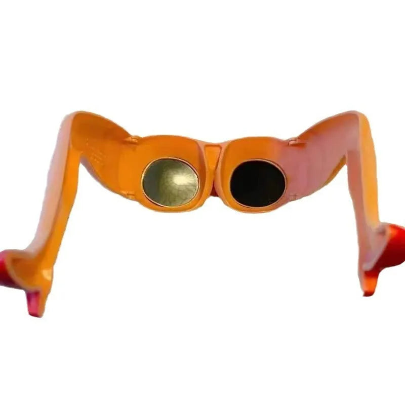 Orange plastic novelty sunglasses with wide rectangular lenses for party and festival wear.