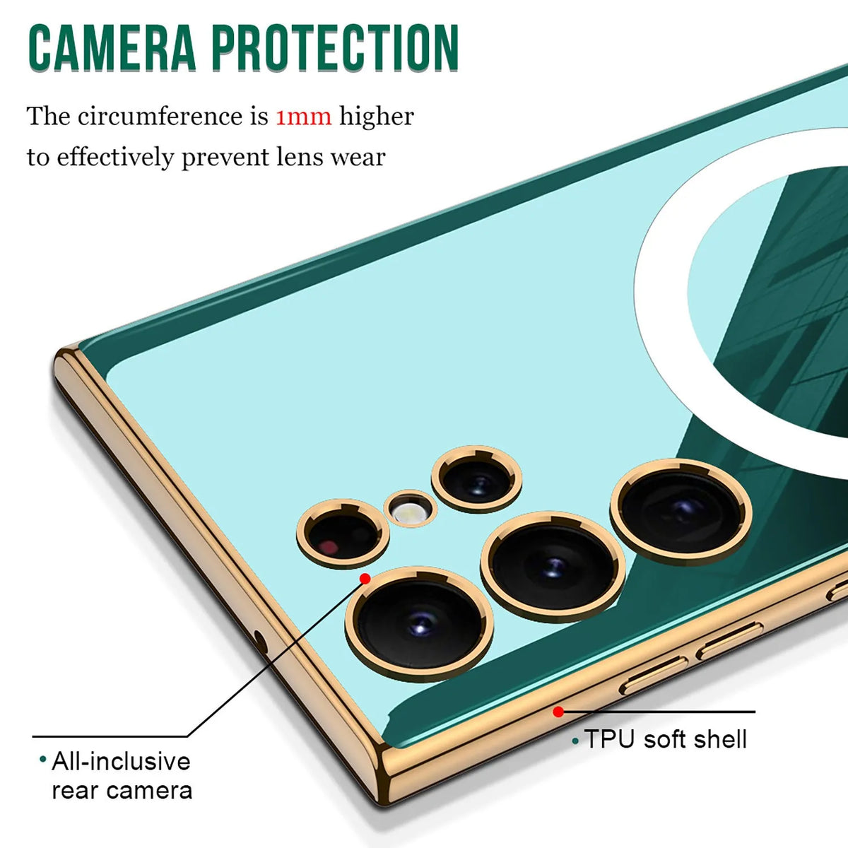 Samsung S24 TPU magnetic phone case with wireless charging ring, anti-drop, thin plating