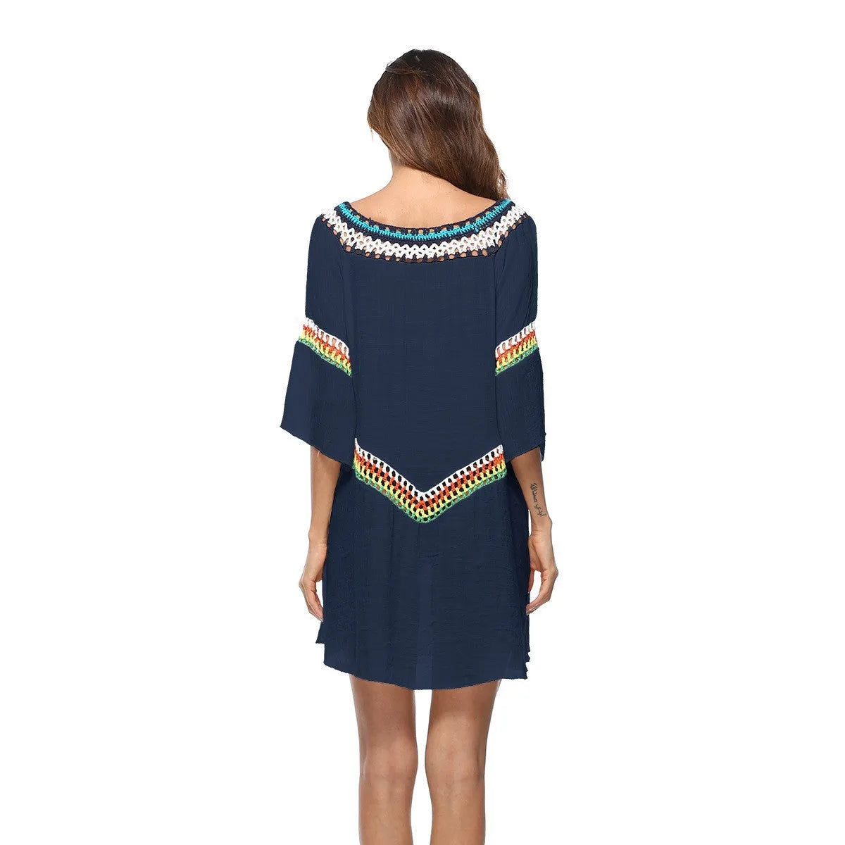 Crocheted ethnic style sun protection clothing in polyester fabric for beach activities