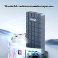 Silver aluminium USB4 external hard drive enclosure for M.2 solid state drives, shown next to its packaging.