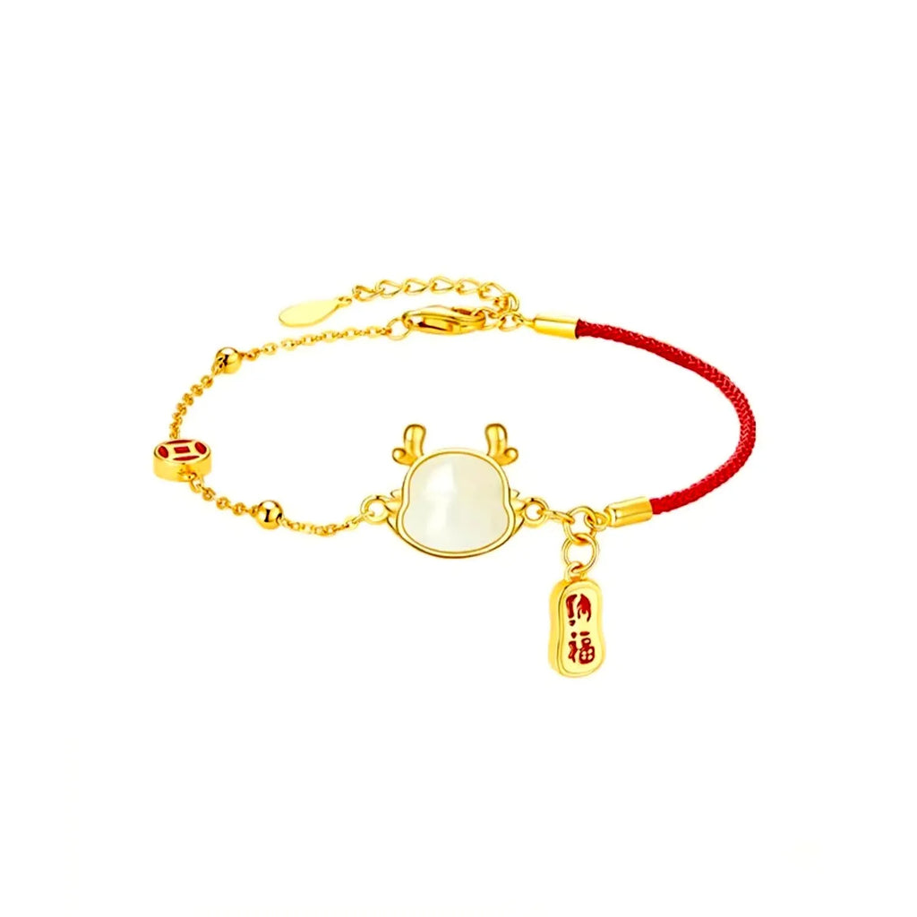 Silver-plated dragon bracelet on a wrist, showcasing the detailed zodiac motif and electroplated finish.