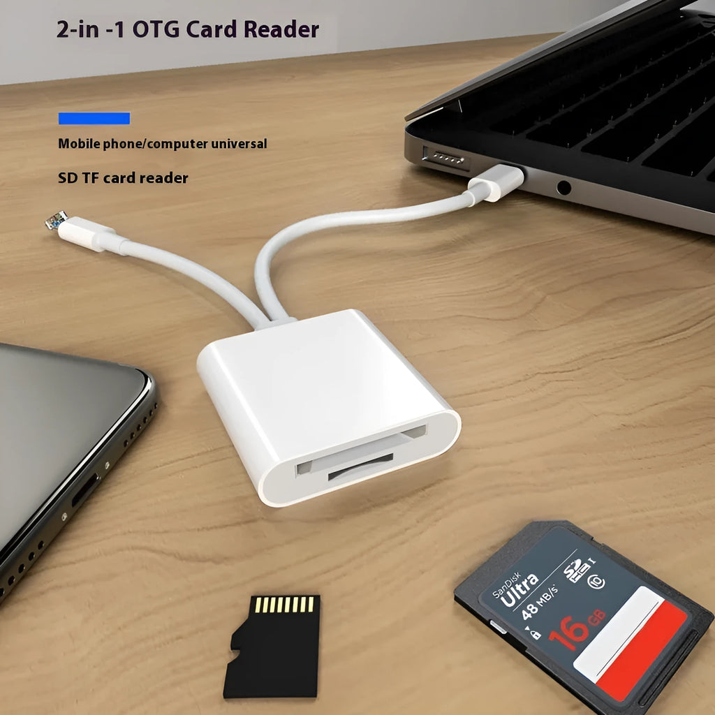 Type-C USB OTG adapter cable for memory card reader with ABS shell and TPE line in white