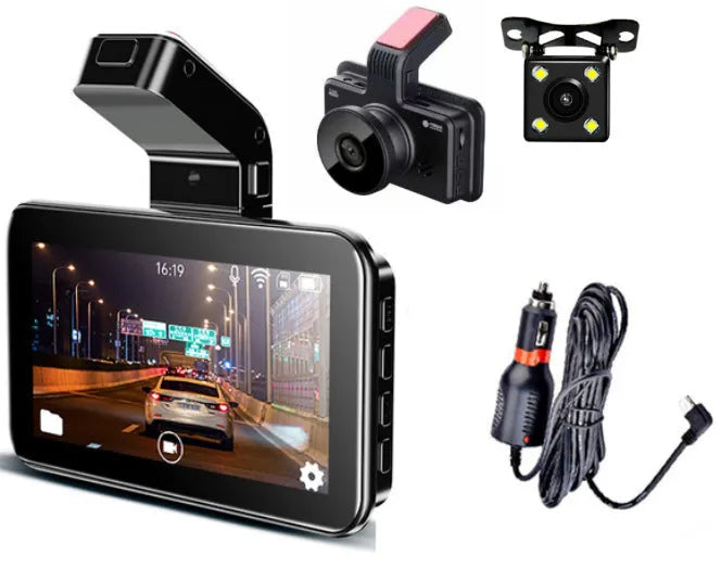 3-inch car dash cam with front and rear lenses for dual recording