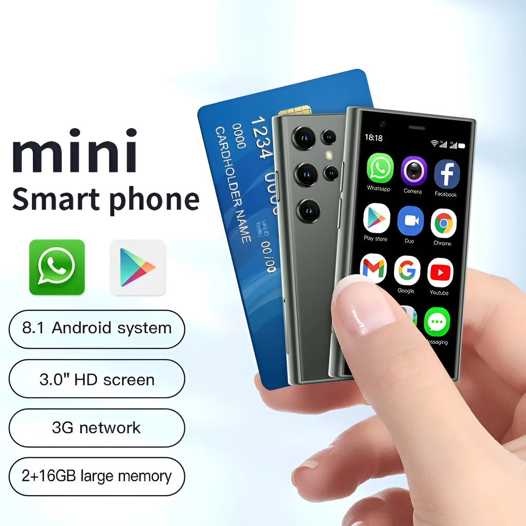 S23PRO XS15 mini smartphone in Black, Green, or Pink Purple colour with a 30cm screen and straight plate design.