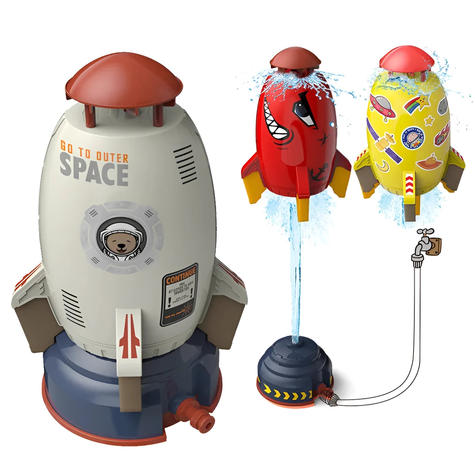 Rocket launcher water pressure sprinkler toy for outdoor garden lawn play with ABS plastic construction