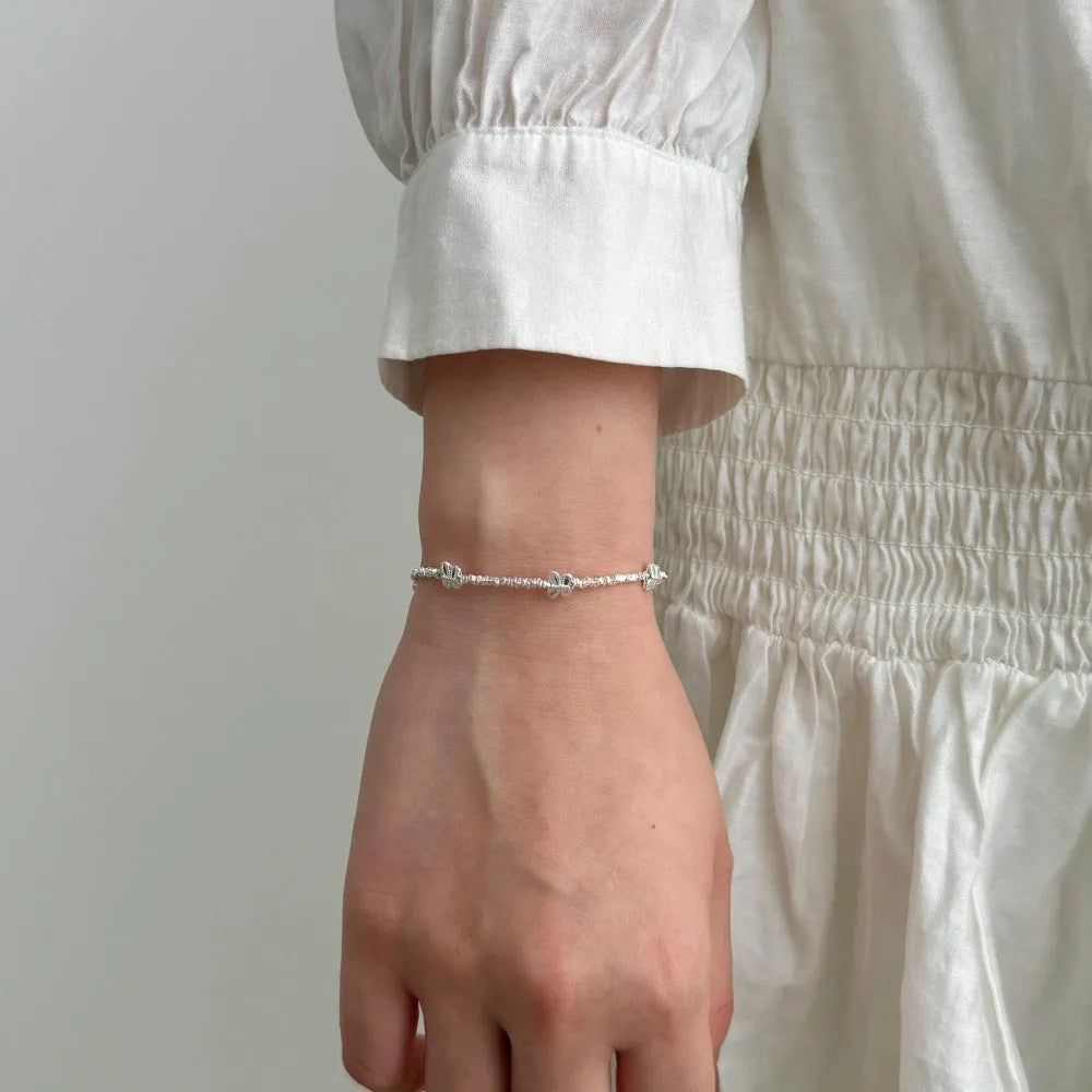 S925 sterling silver bracelet for women with bow zodiac design, silver colour S0584, simple style