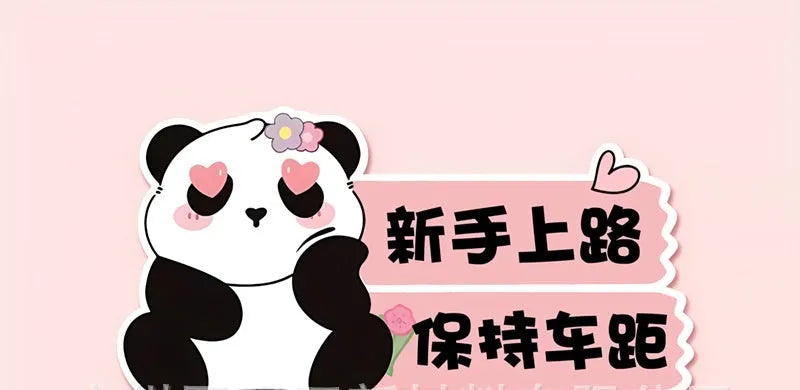 Panda design car sticker for female beginner drivers measuring 23cm by 12cm