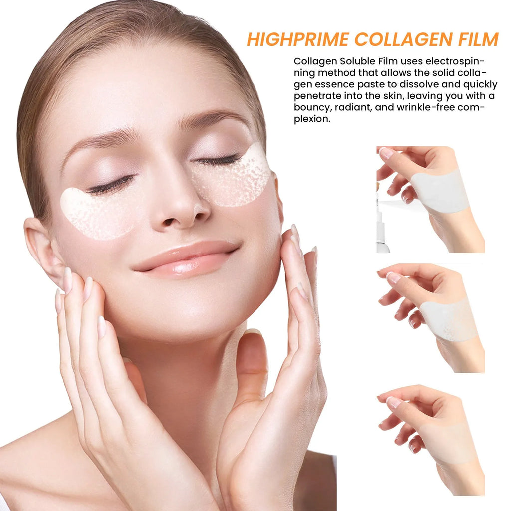 Collagen water-soluble facial mask with hyaluronic acid, 2 pieces, for hydrating and brightening under-eye skin