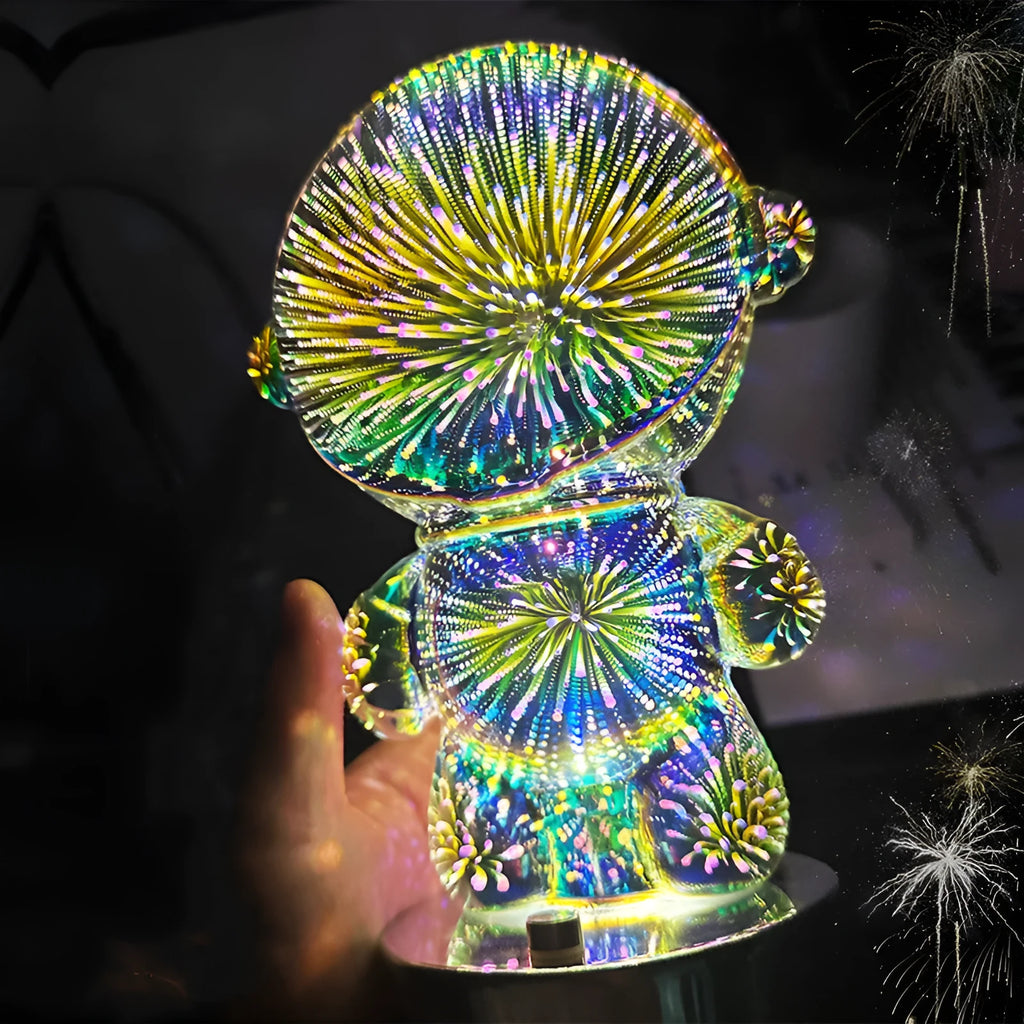 Fireworks astronaut 3D stereo astronaut touch control table lamp with glass shade and USB charging
