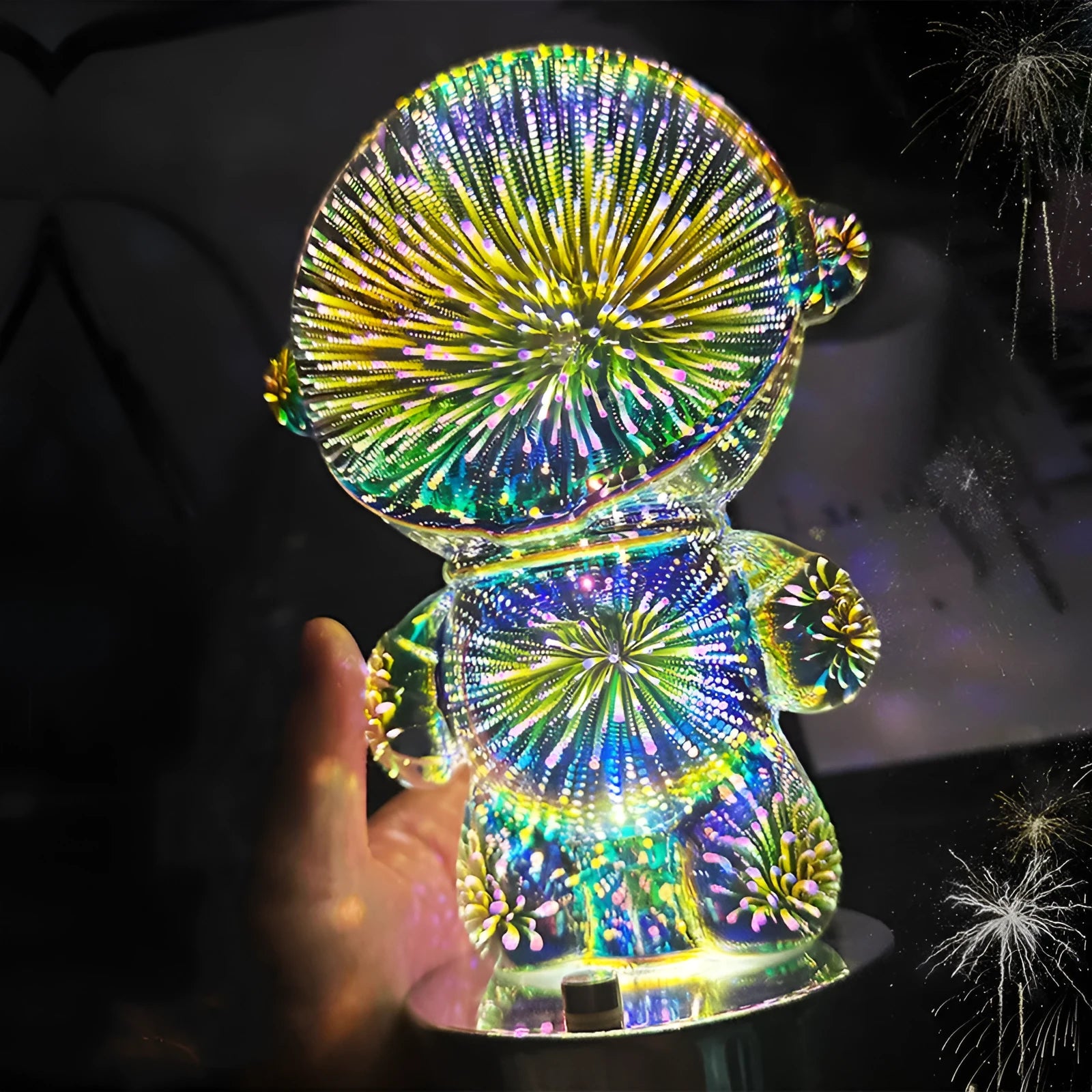 Fireworks astronaut 3D stereo astronaut touch control table lamp with glass shade and USB charging