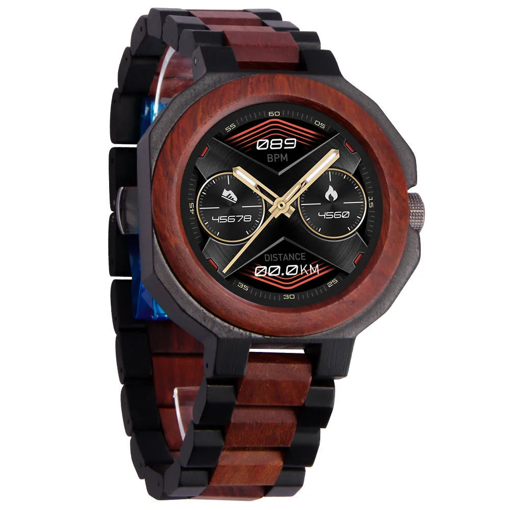 Neutral sandalwood smart watch with TFT screen and touch button for health monitoring and Bluetooth calling