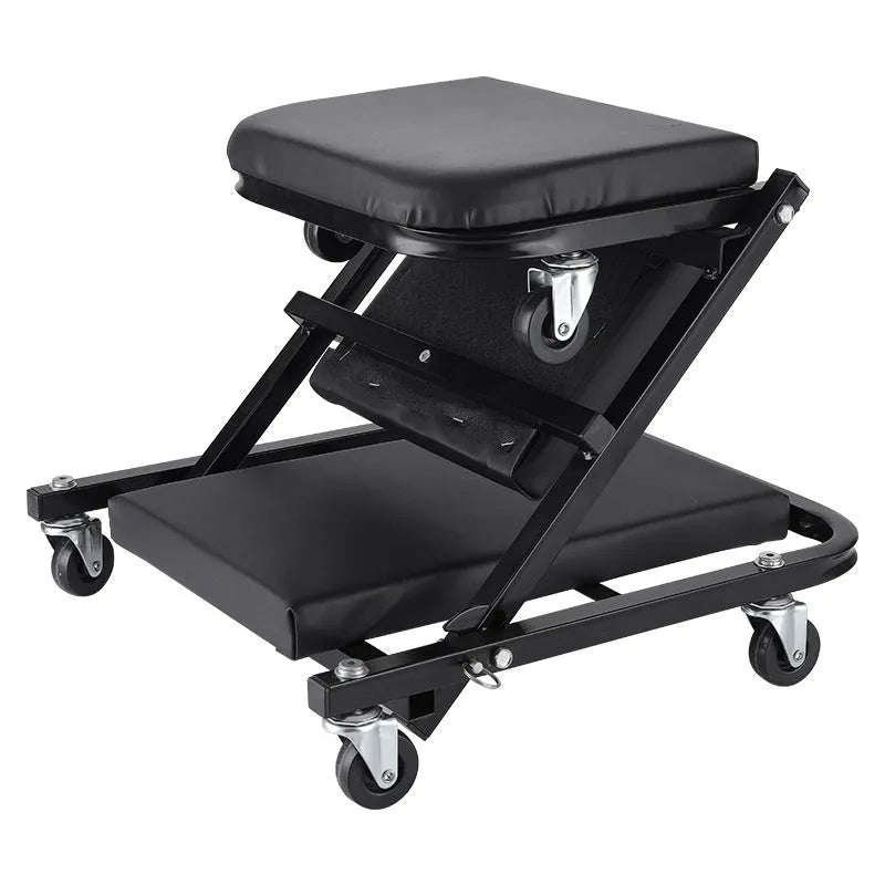 Thickened steel pipe folding dual-purpose repair bench in black for auto repair use