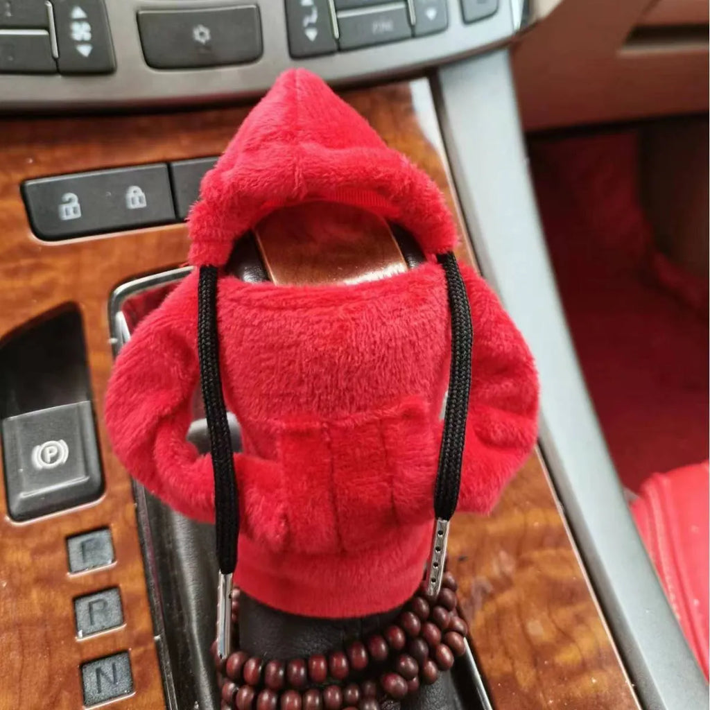 Velvet car gear handle cover in multiple colours fitted on gear knob
