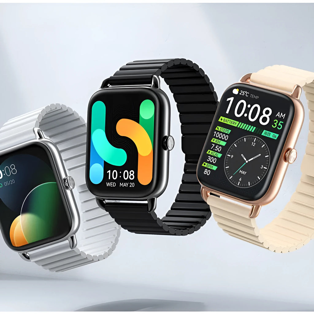HAYLOU RS4 Plus smartwatch with AMOLED display showing fitness metrics on wrist