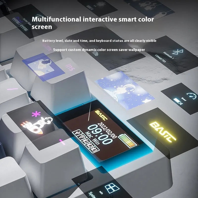 Wireless mechanical keyboard with RGB backlighting in a dark background