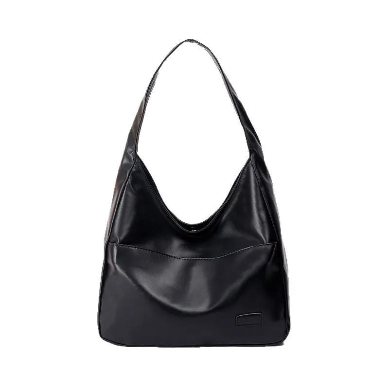 Women's soft PU leather shoulder bag in retro style with dimensions 32x12x25cm
