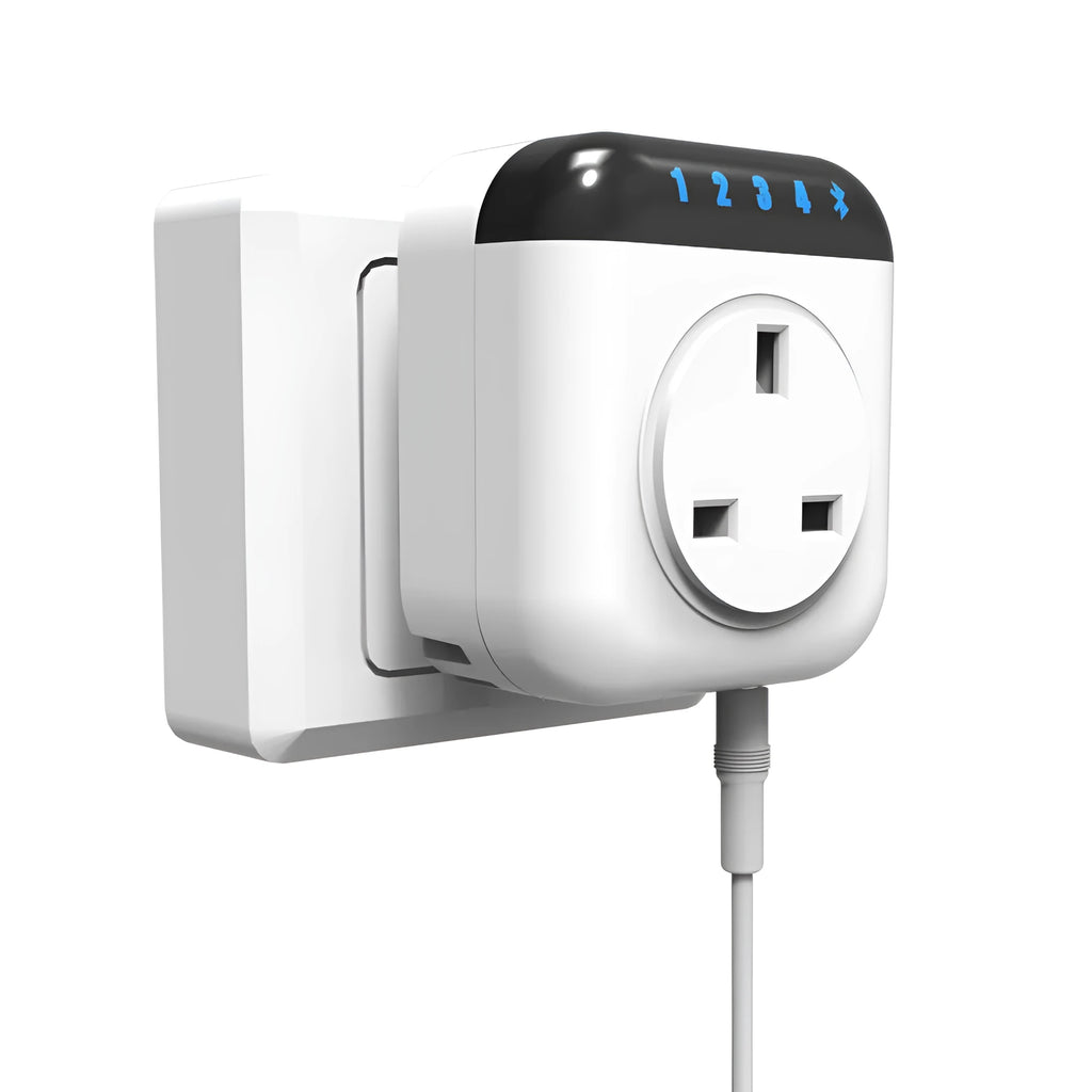 White Tuya smart temperature control socket with US 3-hole outlet and temperature sensor probe