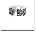 Adjustable sterling silver ring with multi five-pointed star geometric pattern