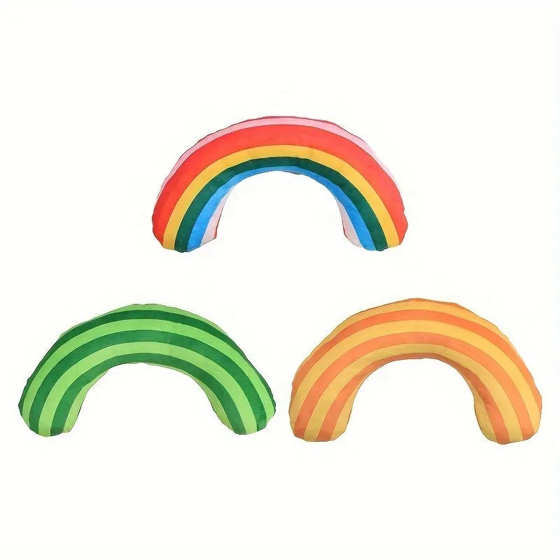 Set of four cat noise toys with striped pattern pillow measuring 23cm