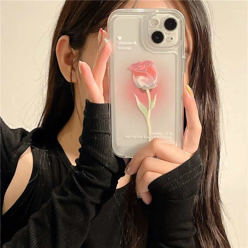 Tulip all-inclusive TPU phone case for Apple iPhone in gradient rose colour, shockproof and anti-fall design
