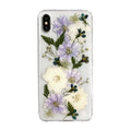 Blue and purple dried flowers design on a soft TPU case for iPhone