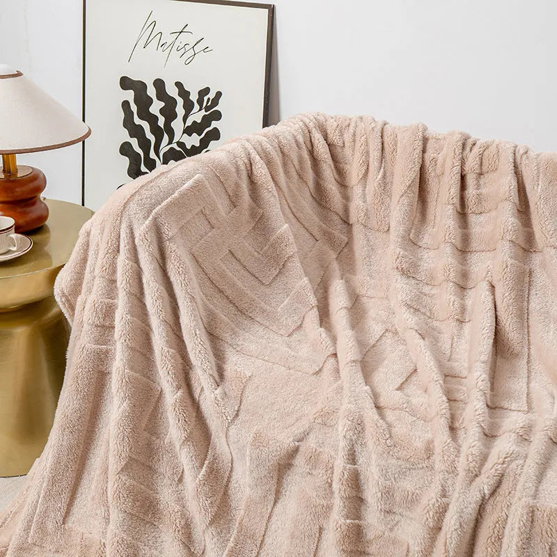 Thick coral fleece flannel square blanket in solid colour and plant flower patterns